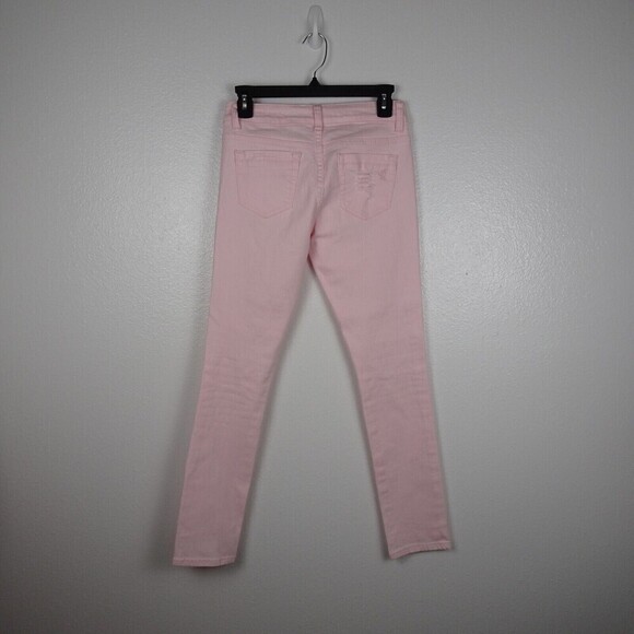 VIP JEANS Women's Skinny Jeans Distressed Denim Slim Stretch Pink Juniors 3/4 - Picture 6 of 12